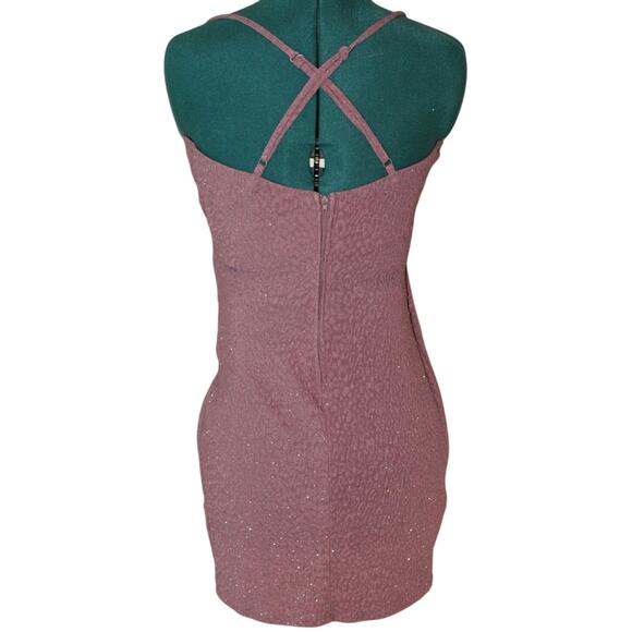 Speechless Glitter Wrap Mini Dress Purple Sparkle Sleeveless Party Dress Jr 5 - Picture 3 of 6